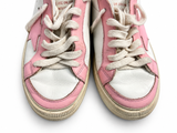 Golden Goose May Kids Pink & White Leather Distressed Trainers – Size 36 children