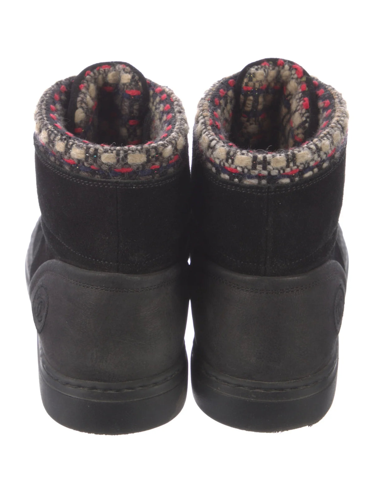 CHANEL Interlocking CC Logo Tweed Trim High Trainers Sneakers Boots SIZE 38 ladies