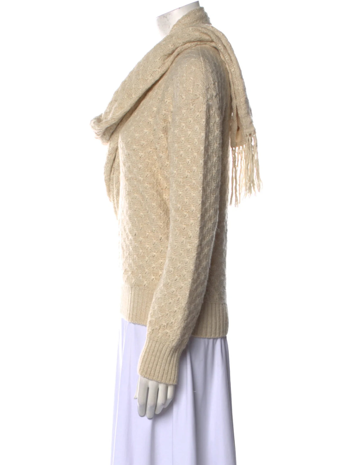 CHANEL Bombay Alpaca Including Scarf Knit Open Sweater Jumper F 42 UK 14 US 10 ladies