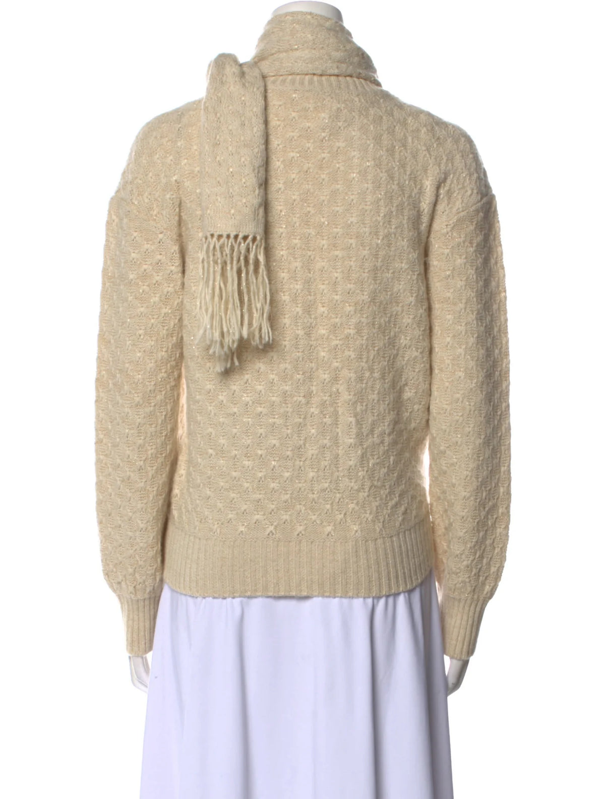 CHANEL Bombay Alpaca Including Scarf Knit Open Sweater Jumper F 42 UK 14 US 10 ladies
