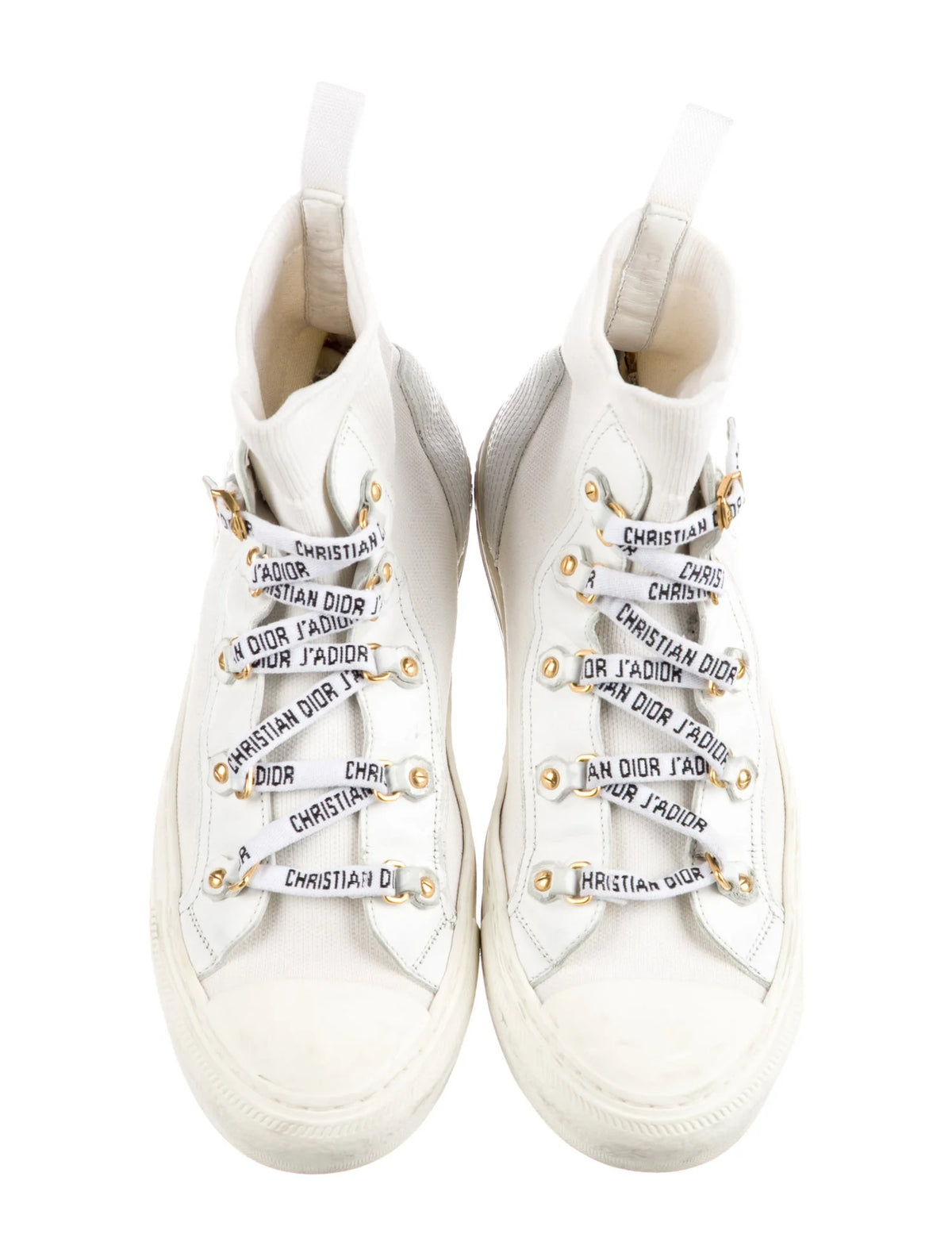 Christian Dior Technical Knit Calfskin Womens Walk'N'Dior High Top Sneakers 38 ladies