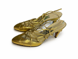 Salvatore Ferragamo Archives Limited Edition Leather Gold Slingback Heels size 38 ladies