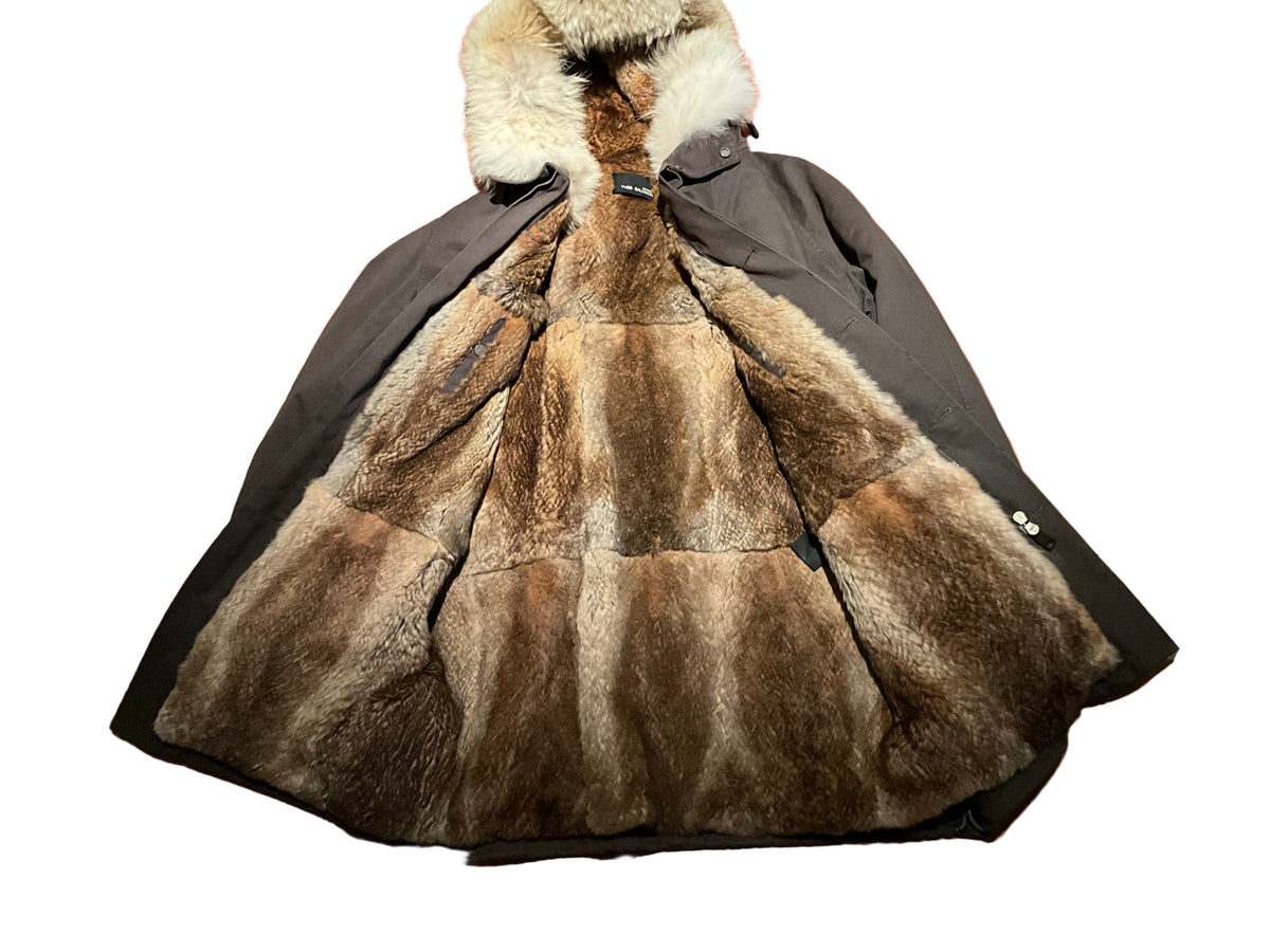 YVES SALOMON PARKA ICONIC FUR LINEN JACKET SIZE 48 MEN