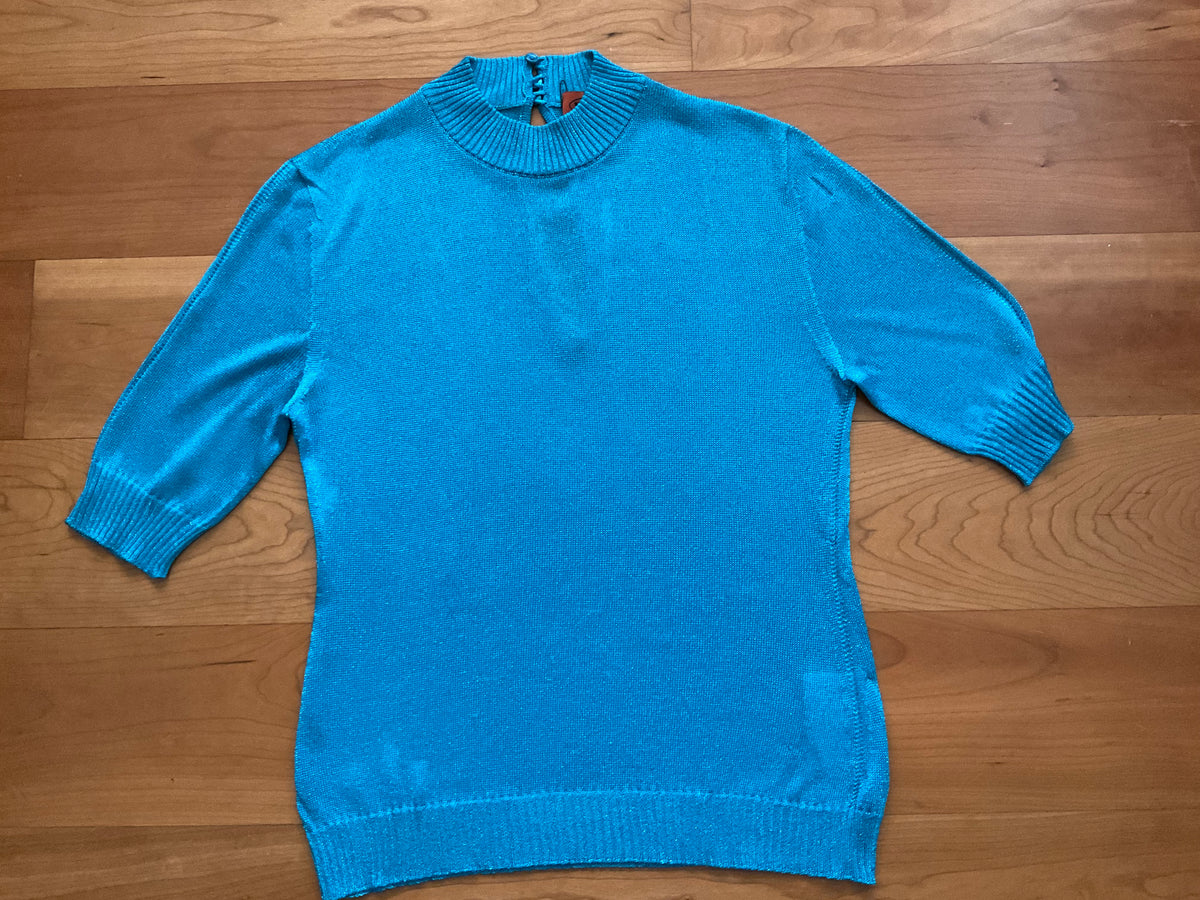 Missoni Lurex Blue Turquoise Metallic Knit Top Sweater Size I 42 UK 10 US 6 ladies
