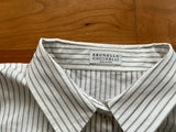 Brunello Cucinelli Striped Poplin Shirt Sleeveless Monili Trim Shirt size XS ladies