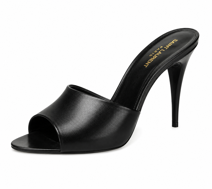 Saint Laurent LA 16 Leather Mules – Black – EU 39 ladies