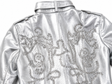 Secret Circus Silver Leather Crystals Biker Jacket size XS ladies