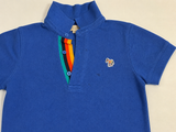Paul Smith Junior Boys Blue Polo Shirt with Signature Stripe Placket – Age 5 Years children