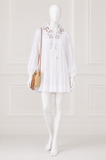 Sandro Moana Lace-Trimmed Pintucked Cotton Poplin Mini Dress ladies