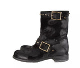 Jimmy Choo Distressed Waxed Leather Studded Biker Moto Boot Size 39.5 ladies