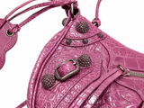 Balenciaga Metallic Extra Supple Calfskin Crystal Crocodile Embossed Small Le Cagole Shoulder Bag – Pink ladies