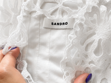 Sandro Moana Lace-Trimmed Pintucked Cotton Poplin Mini Dress ladies