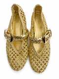 Zimmermann Alchemy Ballerina Flats Gold Leather Woven Buckle Shoes EU 39 | Spring 2026 ladies