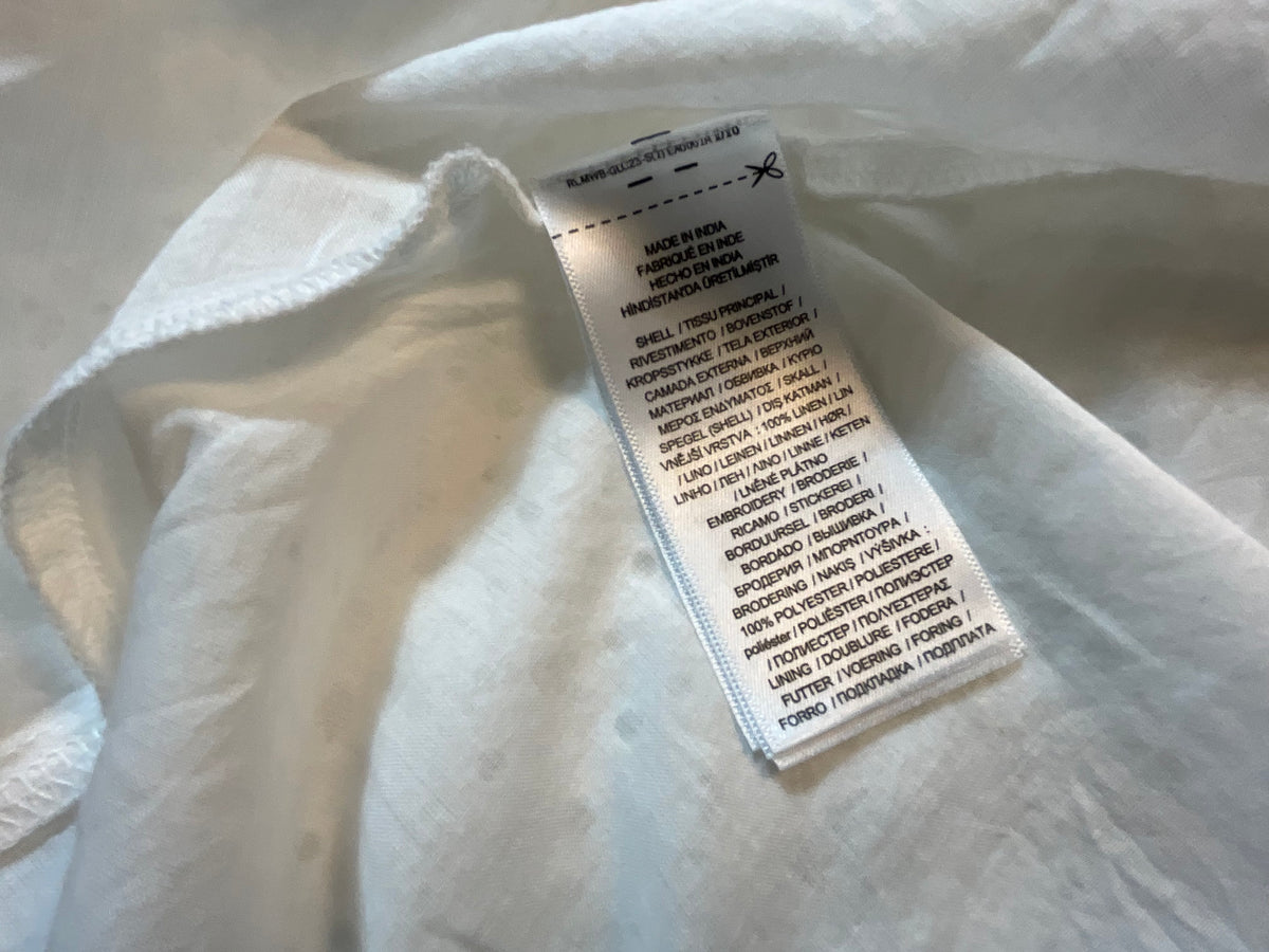 Polo Ralph Lauren White Broderie-Anglaise Linen Maxi Dress Size US 6 UK 10 ladies