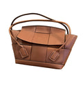 BOTTEGA VENETA French Calfskin Large Intrecciato Arco 33 Wood Brown Bag Handbag ladies