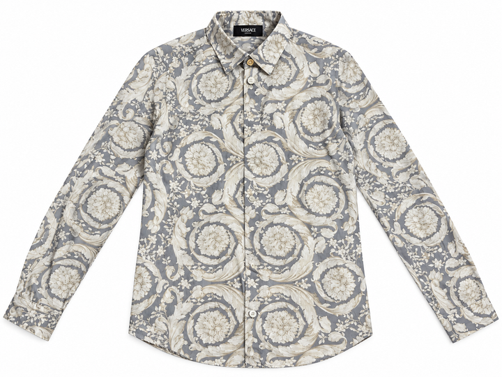 Versace Boys Baroque Floral Long-Sleeve Shirt – Size 10Y / 140 cm children