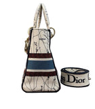 Christian Dior Canvas Embroidered Medium Lady D-Lite Ecru Multicolor Bag Handbag ladies