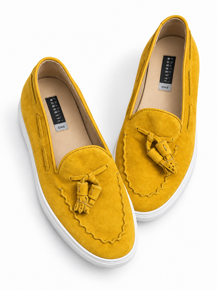 Fratelli Rossetti ONE Yellow Suede Tassel Loafers – Size 39 ladies