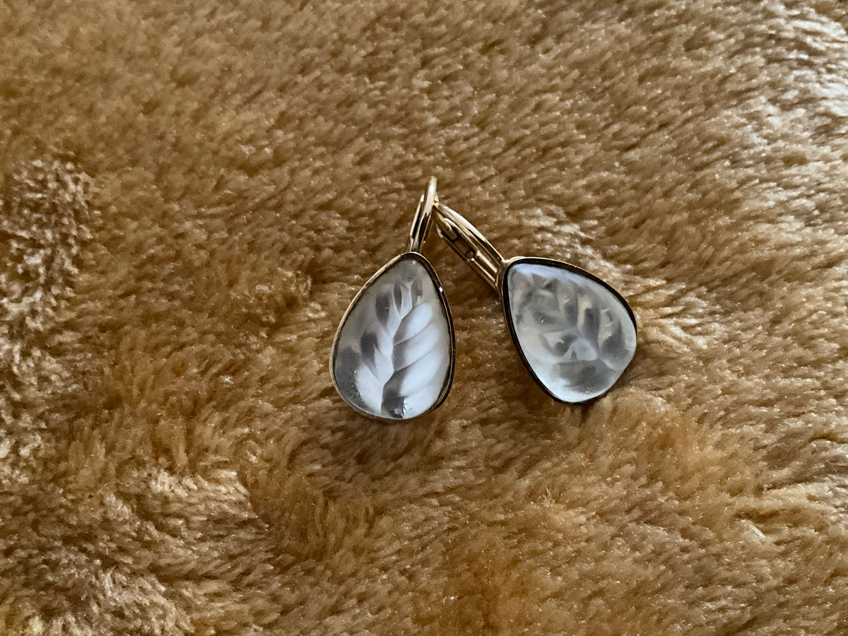 Gold vermeil Lalique Heliconia drop earrings ladies