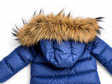 Il Gufo Blue Down Puffer Jacket with Fur Hood – 18 Months children