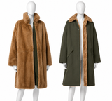Yves Salomon Army Reversible Mink Fur & Technical Fabric Parka Coat – Khaki / Pastel – Size FR 32 ladies