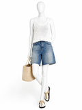 James Perse White Cotton & Linen-Blend Knitted Tank Top size 2 ladies