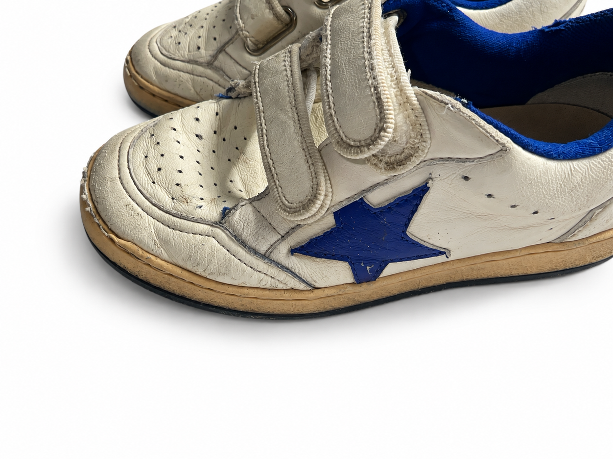 Golden Goose Ball Star Junior Leather Trainers – White & Blue children