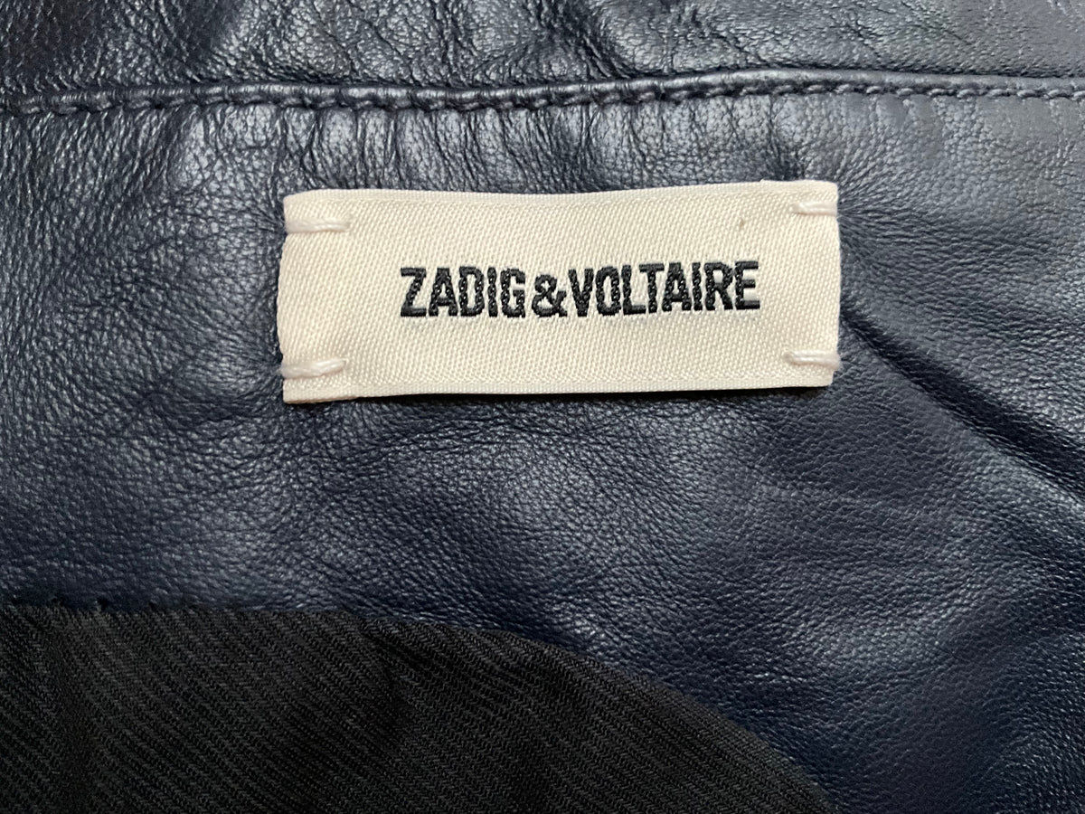 ZADIG & VOLTAIRE Valfried Crinkle Leather Jacket Navy Size 50 men