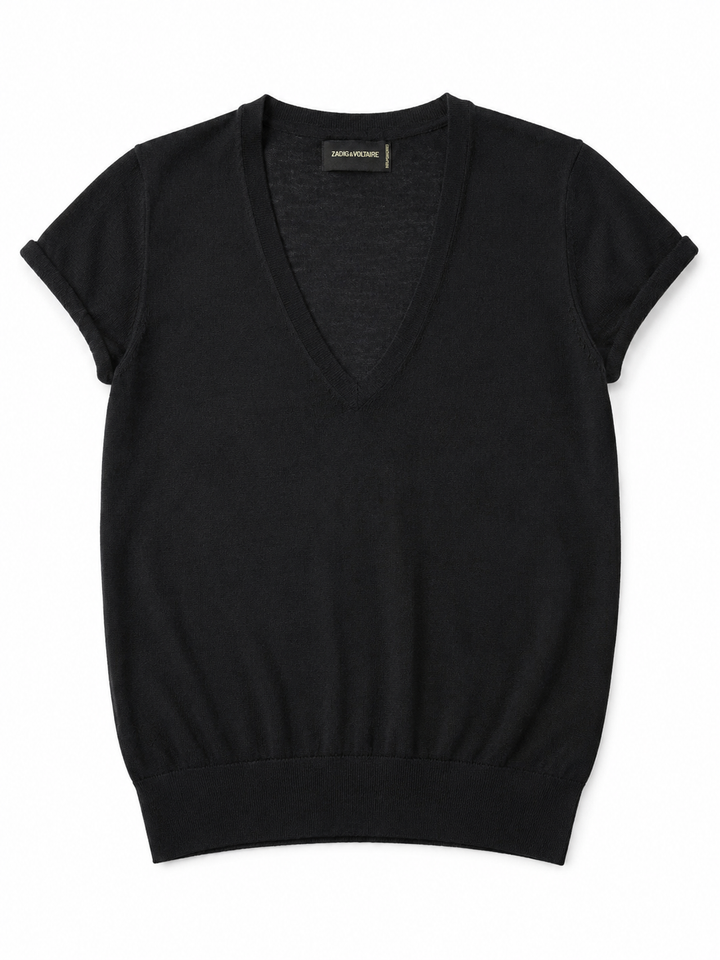 Zadig & Voltaire Black V-Neck Knit Top ladies