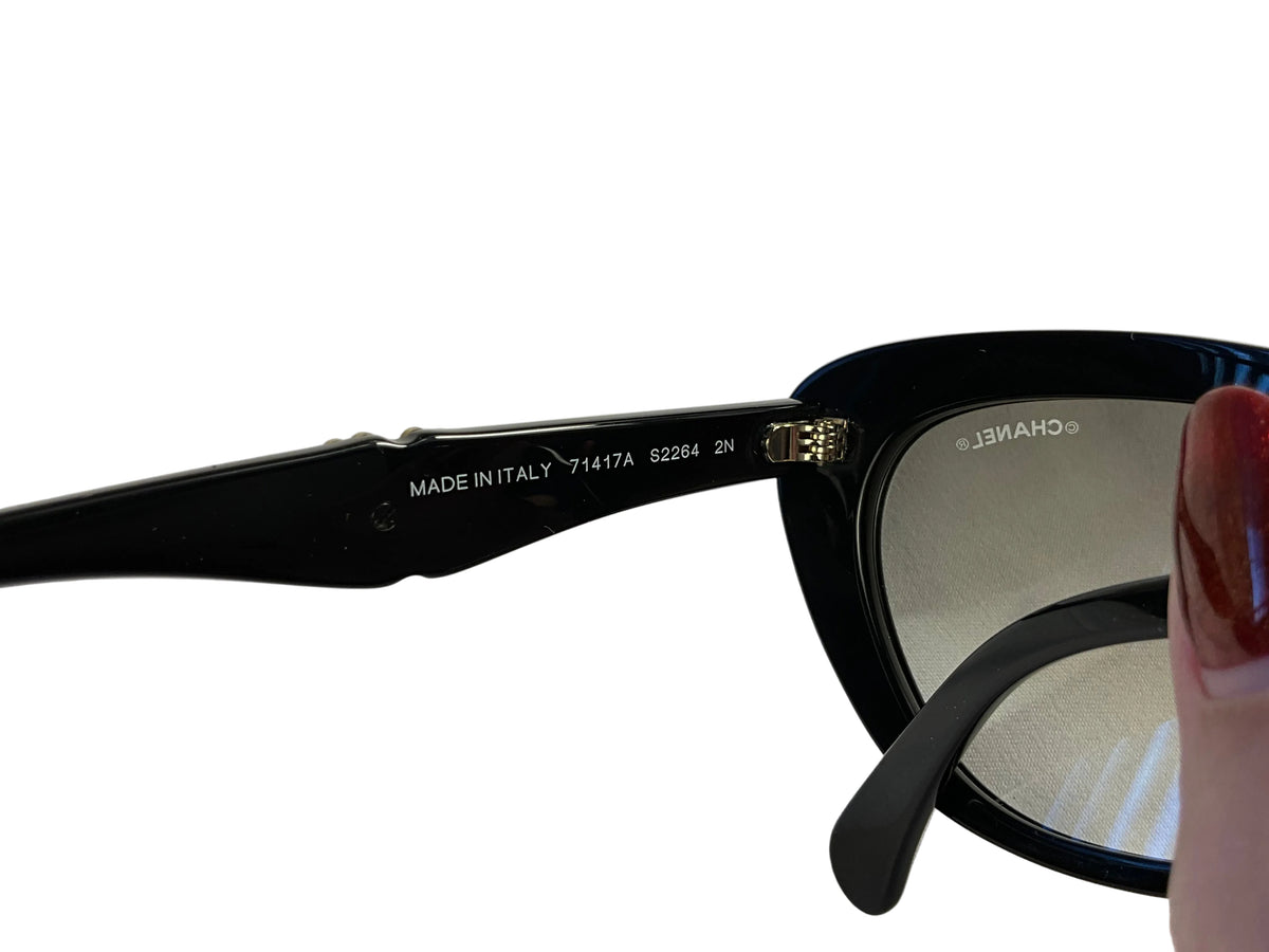 CHANEL Acetate Crystals CC Butterfly Sunglasses 71417A Black LADIES