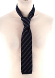 Tom Ford Navy Striped Pure Cashmere Knit Square Tie men