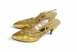 Salvatore Ferragamo Archives Limited Edition Leather Gold Slingback Heels size 38 ladies