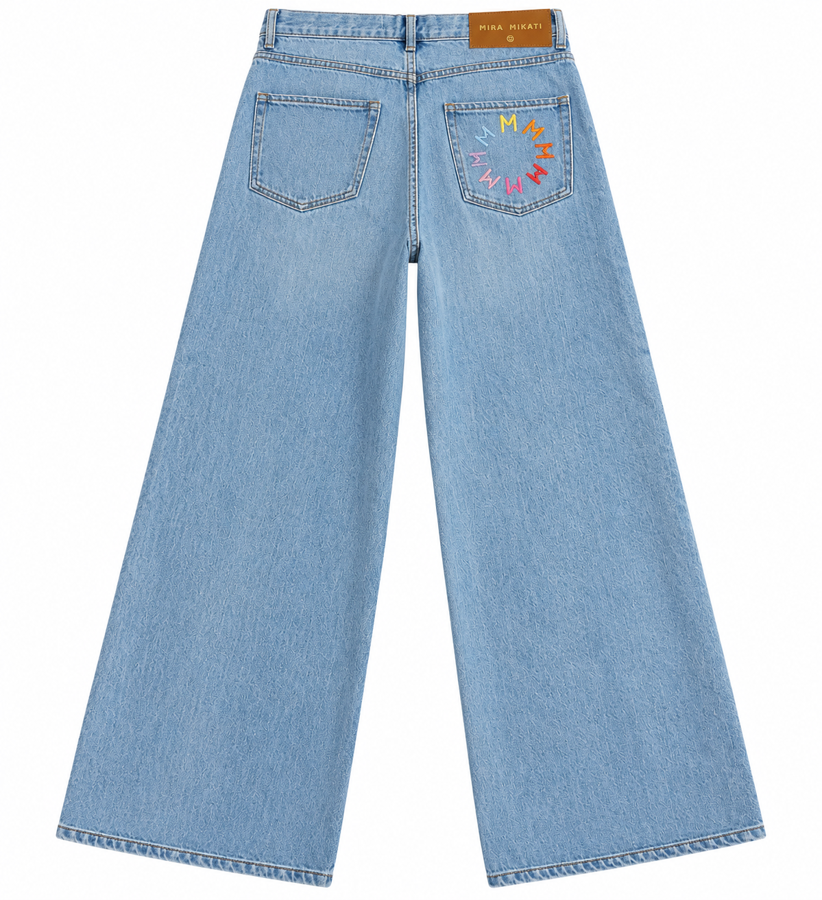 Mira Mikati Light Blue Embroidered Wide-Leg Jeans – Size 40 ladies