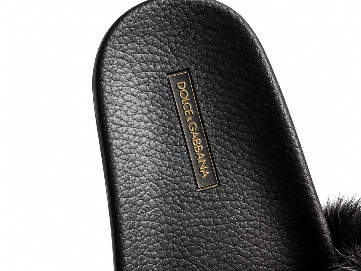 Dolce & Gabbana Black Mink Fur Tuff Pool Slides – Size 36 ladies
