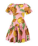 Dolce& Gabbana Pink Pineapple Print Bardot Mini Dress Size I 40 UK 8 S small ladies