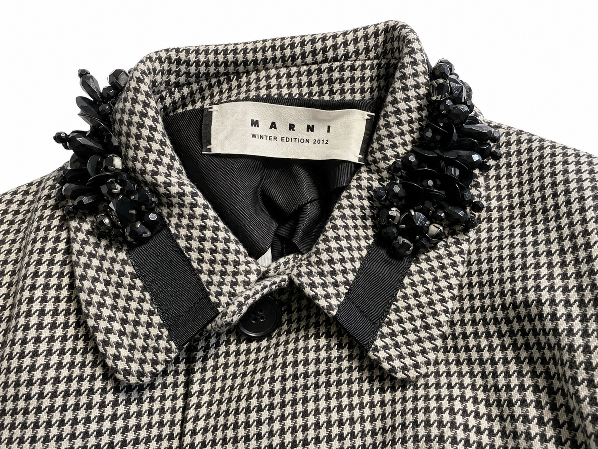 Marni Winter Edition 2012 Houndstooth Embellished Coat – Size 38 ladies