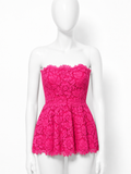 Valentino Garavani Resort 2014 Pink Scalloped Lace Strapless Top size I 40 UK 8 S small ladies