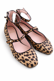 J. Crew Sally Mary Jane Shoes Ballet Flats Women Leopard Calf Hair Leather Size 38 ladies