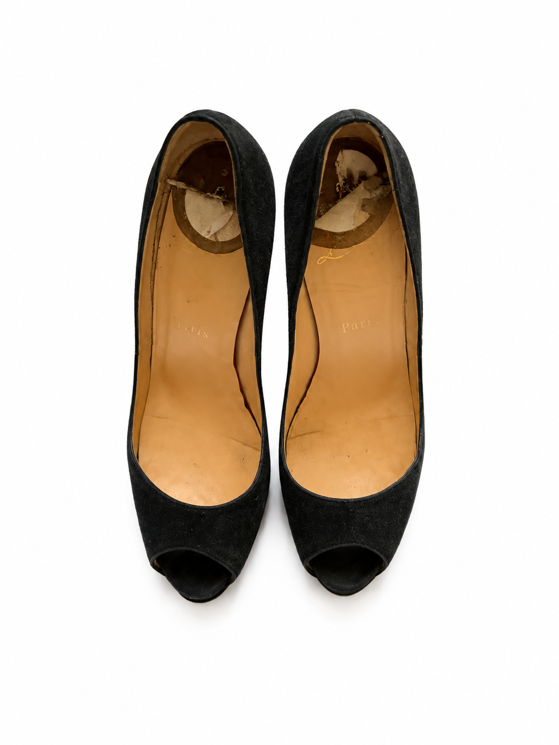 Christian Louboutin Black Suede Peep Toe Pumps – EU 36 ladies