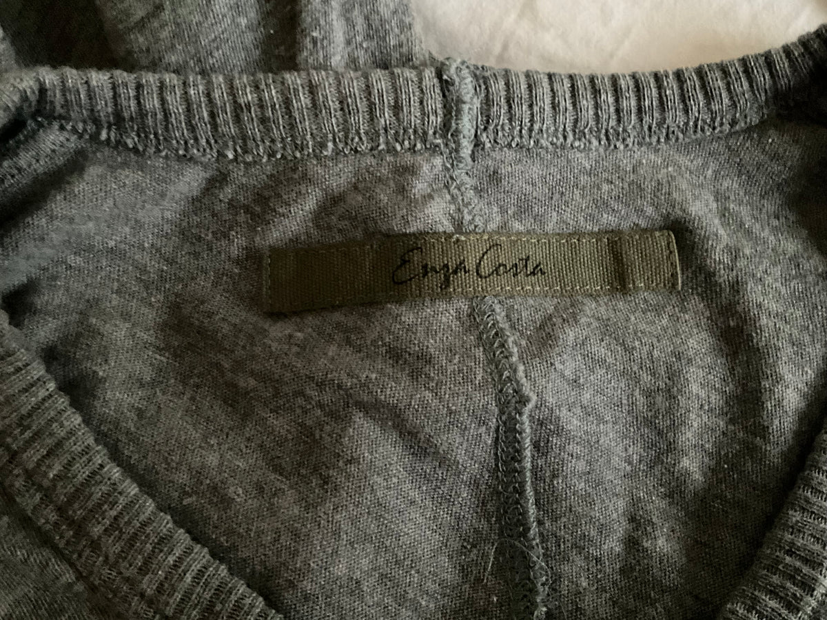 ENZA COSTA Cashmere Cotton Fitted Cuffed V Neck Sweater Knit Size XS ladies