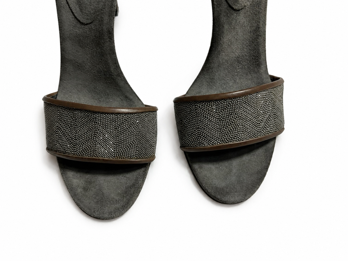 Brunello Cucinelli Monili-Embellished Stiletto Sandals size 38 ladies