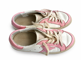 Golden Goose May Kids Pink & White Leather Distressed Trainers – Size 36 children