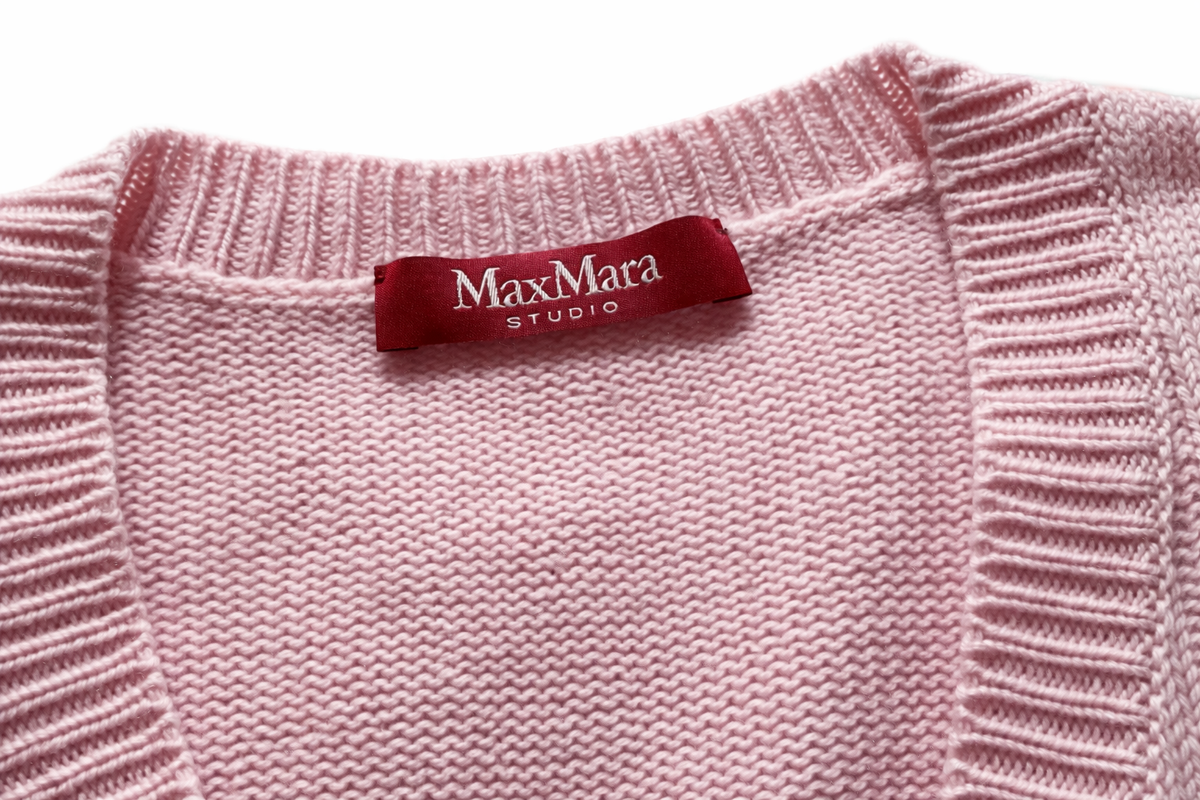 Max Mara Pink Cable Knit V neck Sweater Jumper Size M medium ladies
