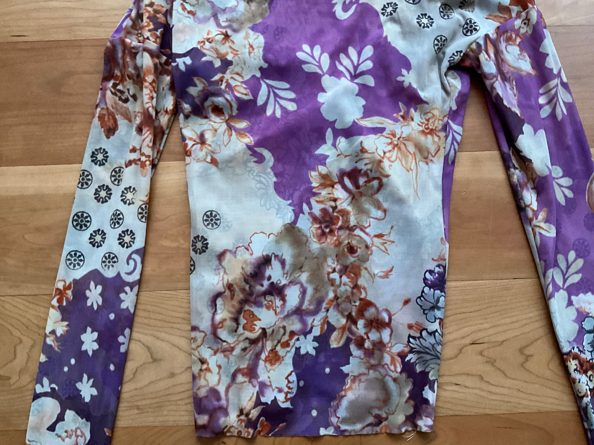 Etro Paisley Print V-Neck Sheer Blouse Top Size I 38 UK 6 US 2 XS ladies