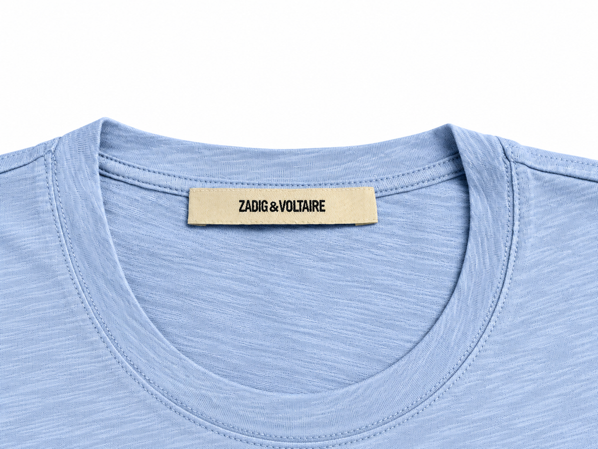 Zadig & Voltaire Stockholm Skull Print Sky Blue Cotton T-Shirt Size M men
