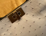 Fendi Small Peekaboo ISeeU Grey Ostrich Silver Hardware Bag Handbag Ladies
