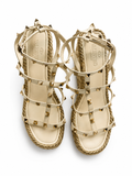 Valentino Garavani Rockstud Caged Wedge Espadrille Sandals Size 39 ladies