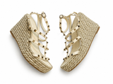 Valentino Garavani Rockstud Caged Wedge Espadrille Sandals Size 39 ladies
