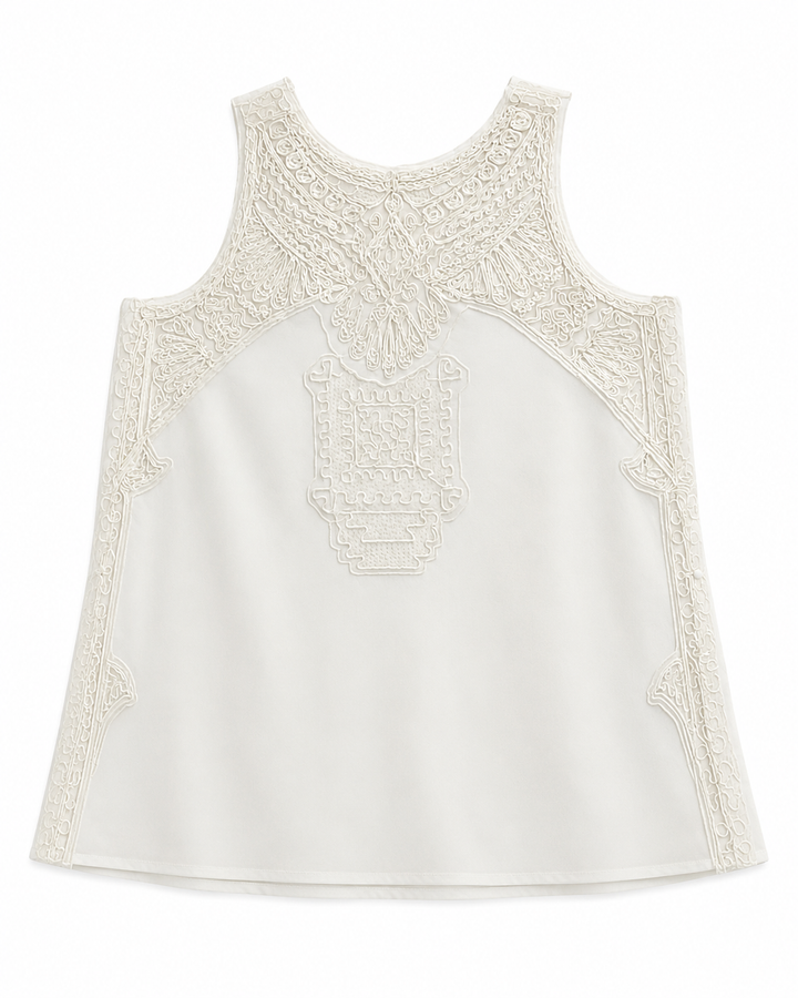 Ermanno Scervino Ivory Embroidered Top Size I 40 UK 8 US 4 ladies