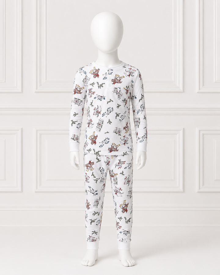 Marie Chantal Boys Ivory Organic Cotton Cowboy Print Long Pyjamas Set Children